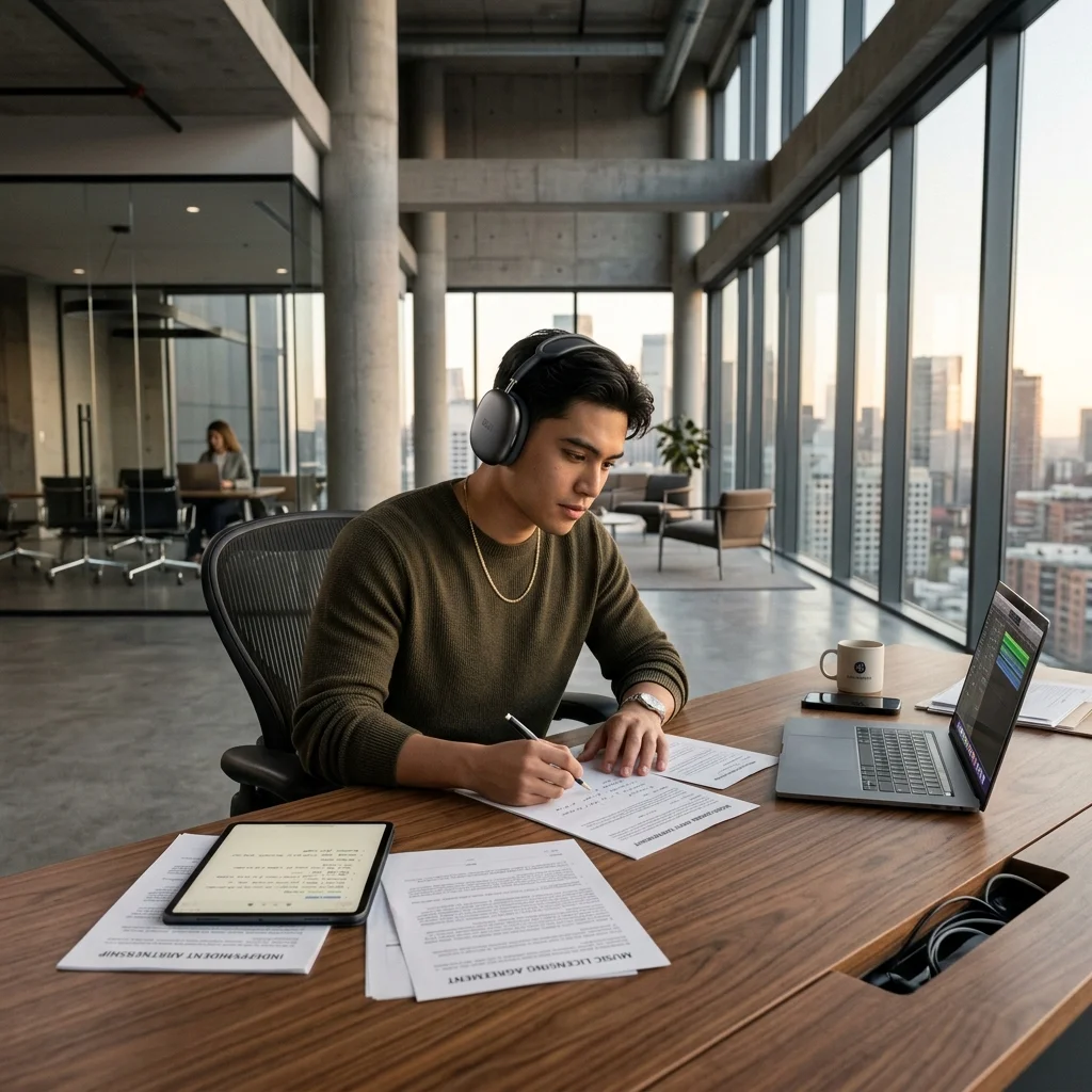 A 3D avatar of a musician wearing Bose headphones in a corporate setting