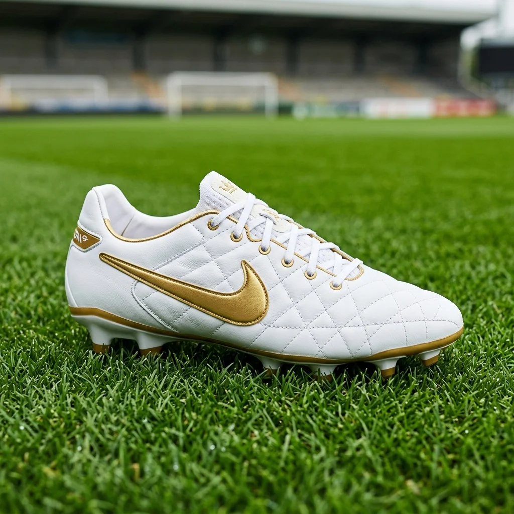 A pristine white quilted NOCTA x Nike football boot